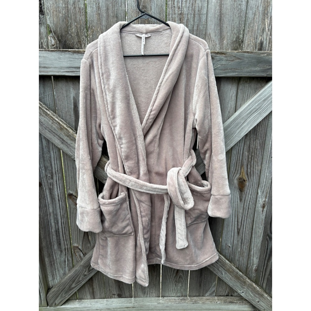 Soma Intimates Mauve Taupe Plush Fleece Robe Shawl Collar L/XL RN 79984